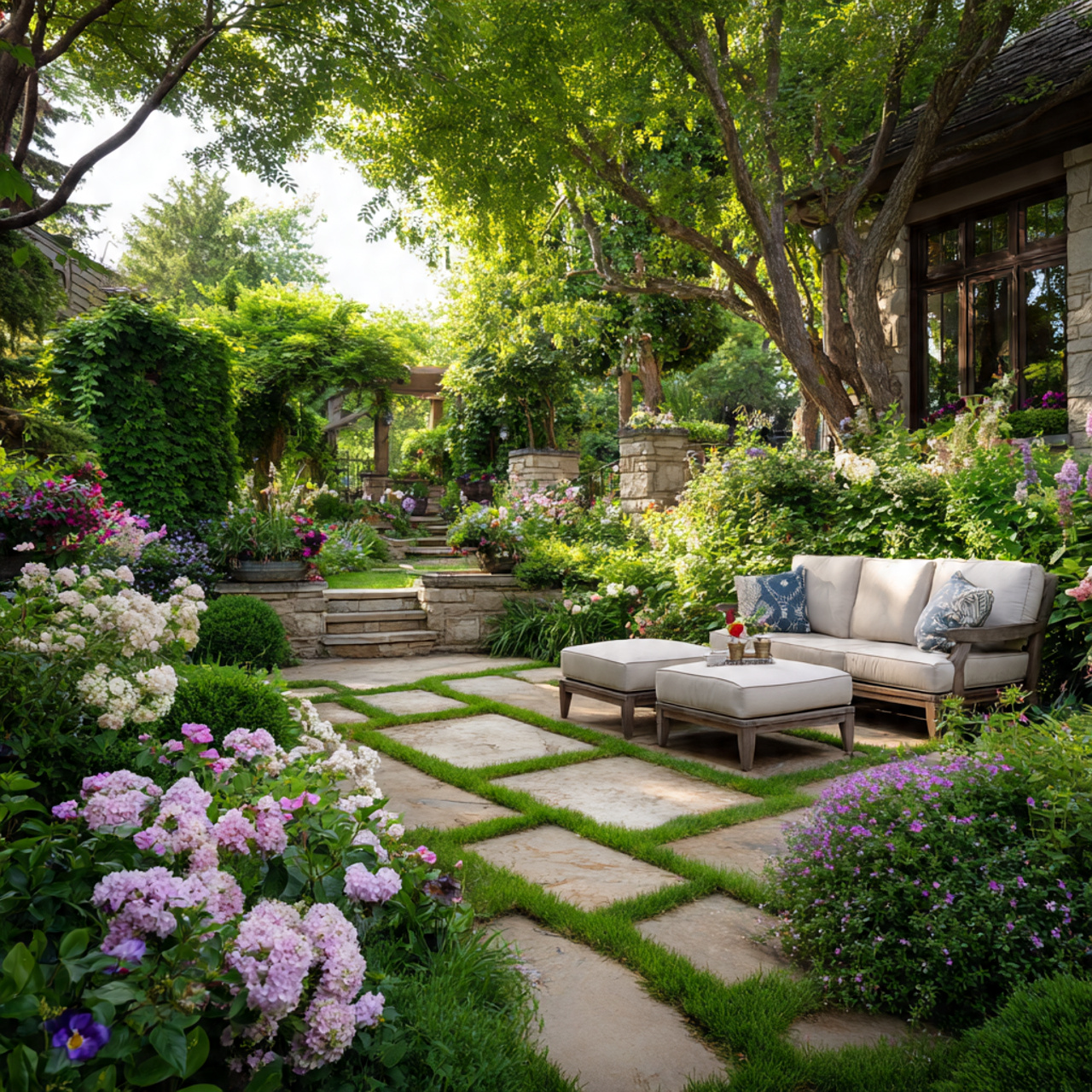 24 Patio Ideas You’ll Love: Fresh, Stylish & Easy Outdoor Upgrades 17 a lush patio seamlessly blending into surrounding