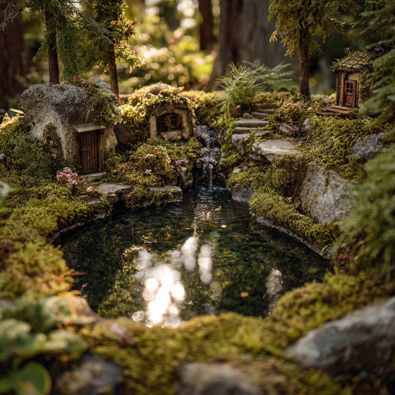 25 Magical Fairy Garden Ideas to Transform Your Home & Garden 5 a miniature pond with a gentle waterfall