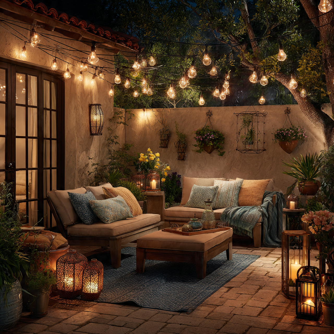 24 Patio Ideas You’ll Love: Fresh, Stylish & Easy Outdoor Upgrades 7 Patio Ideas with String Lighting Ambiance