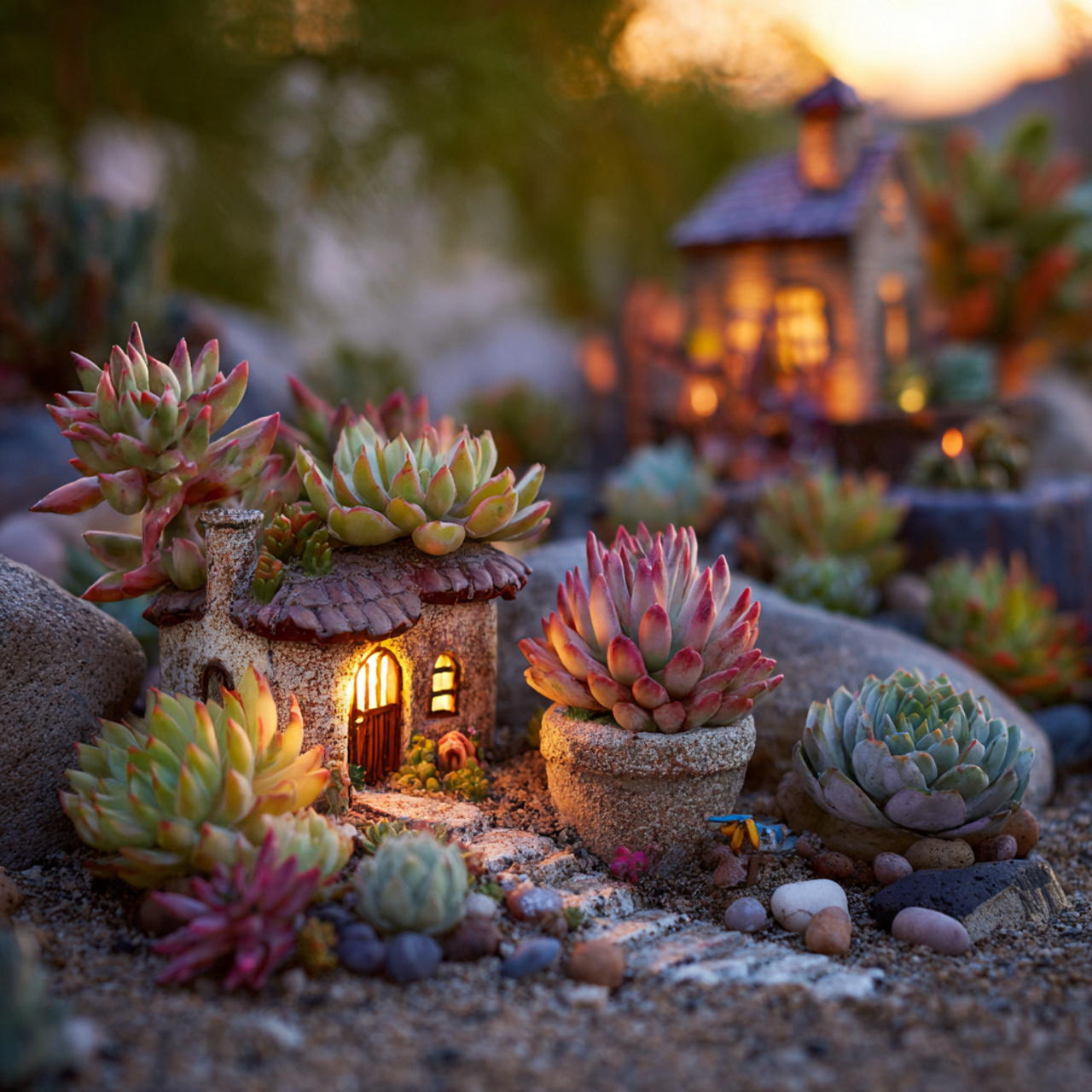 25 Magical Fairy Garden Ideas to Transform Your Home & Garden 11 a realistic image of succulent fairy garden