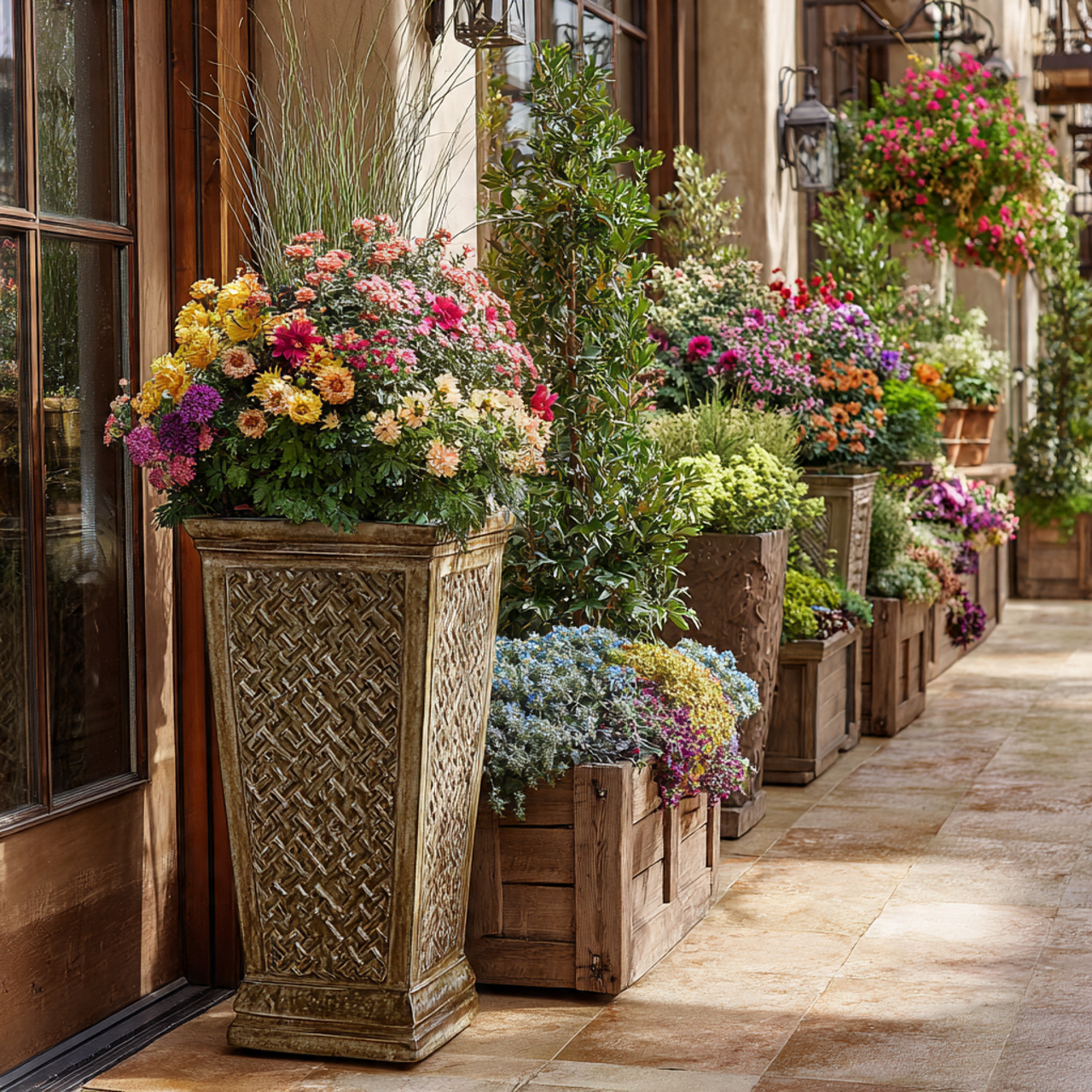 24 Creative Garden Ideas That Bring Instant Charm to Your Space 13 a row of decorative outdoor planters made