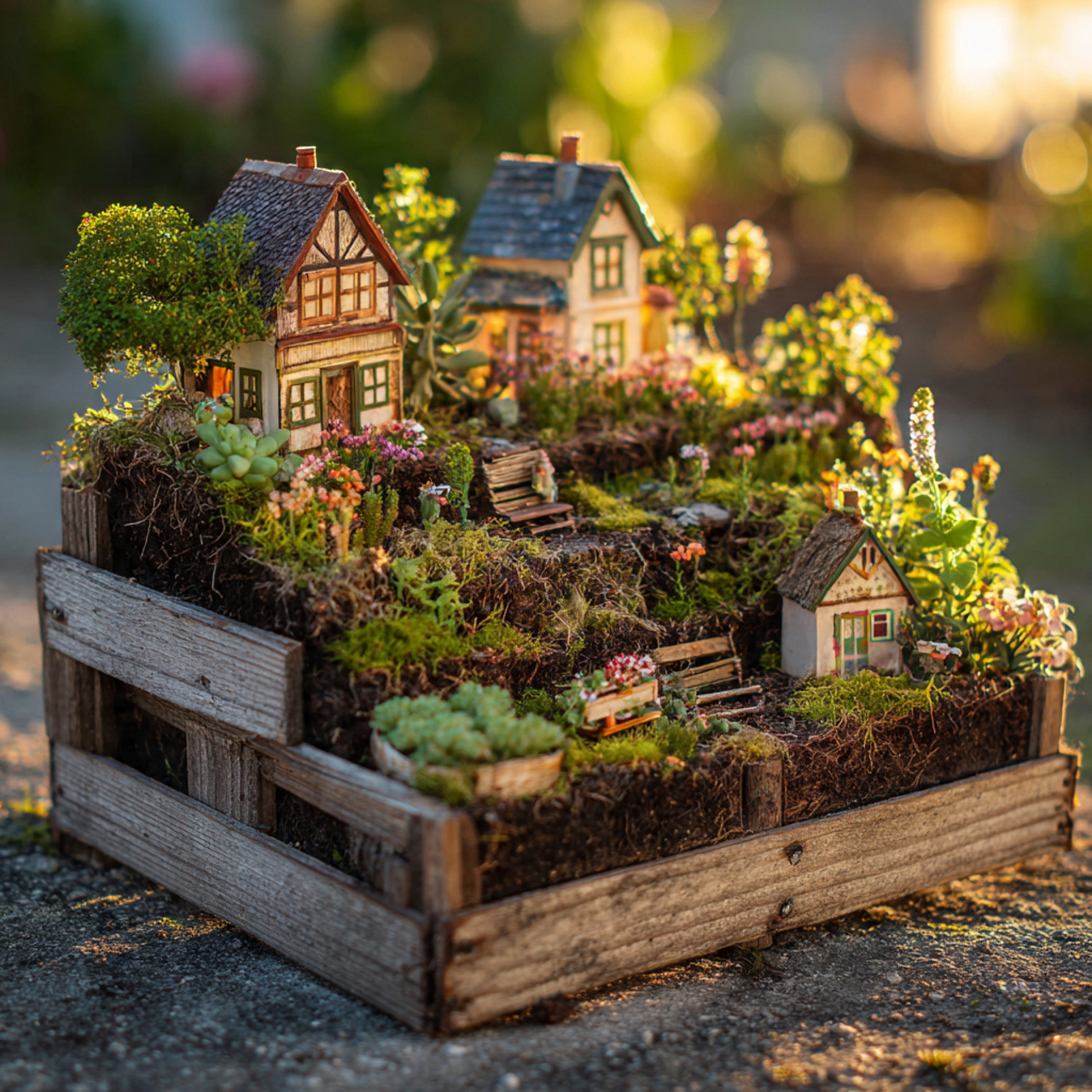 25 Magical Fairy Garden Ideas to Transform Your Home & Garden 6 a rustic wooden crate turned into a