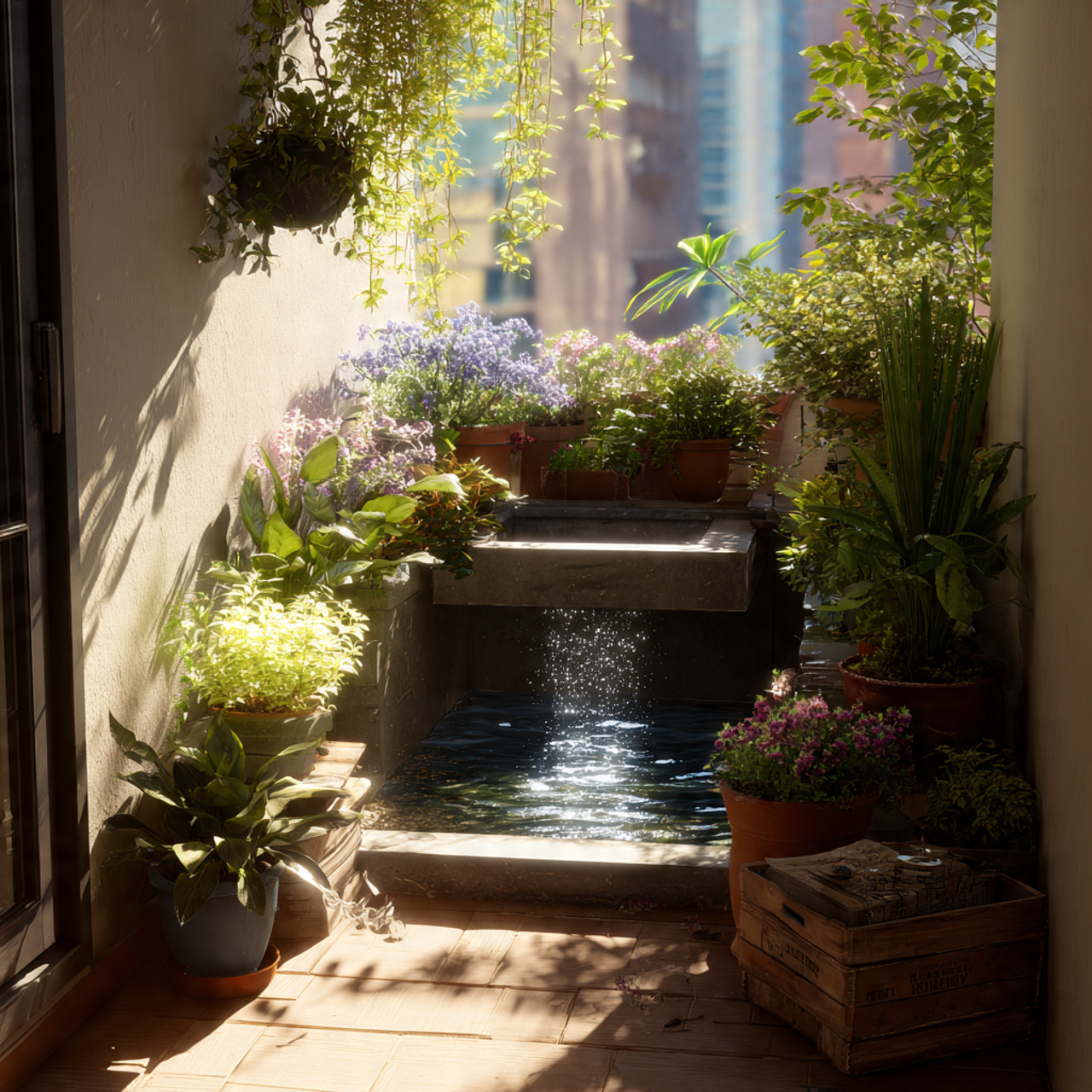 25 Stunning Balcony Garden Ideas to Transform Your Outdoor Space 12 a small balcony with a compact water