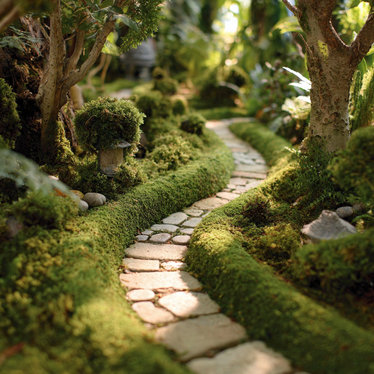 25 Magical Fairy Garden Ideas to Transform Your Home & Garden 2 a winding moss covered path through a miniature