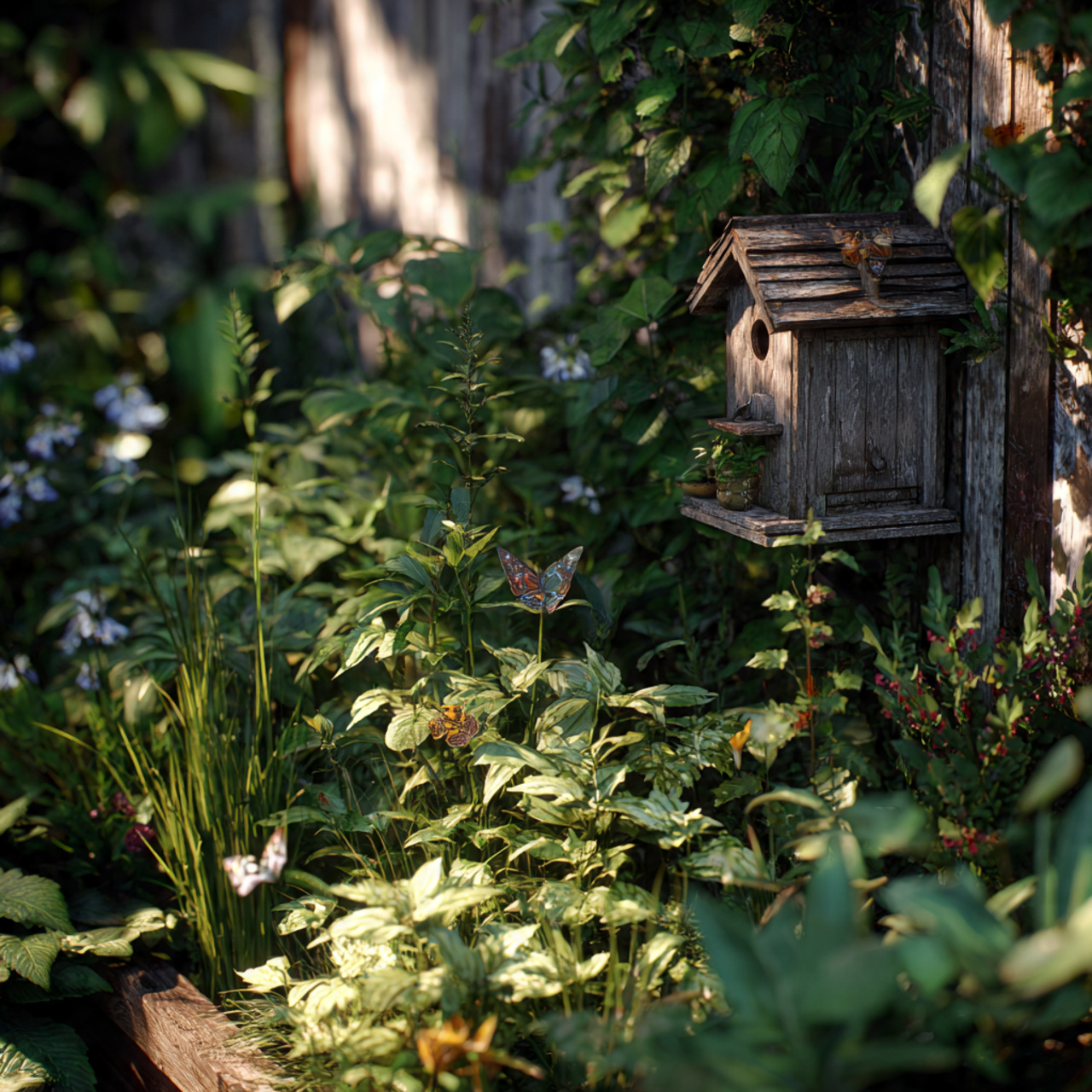 backyard garden corner with native plants small