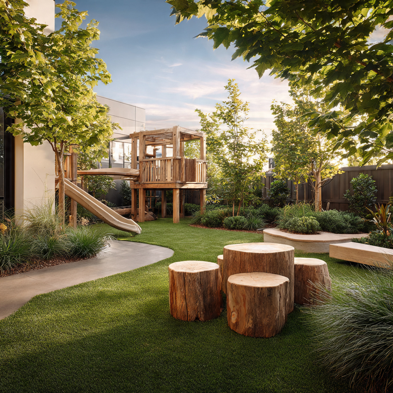 backyard with play area open lawn safe