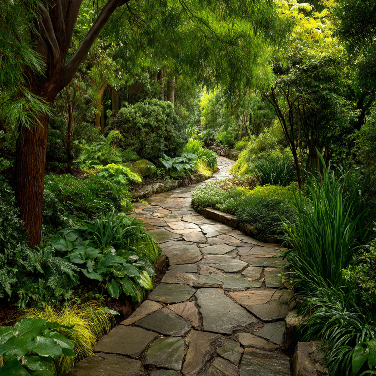 Curved Path Garden Layout