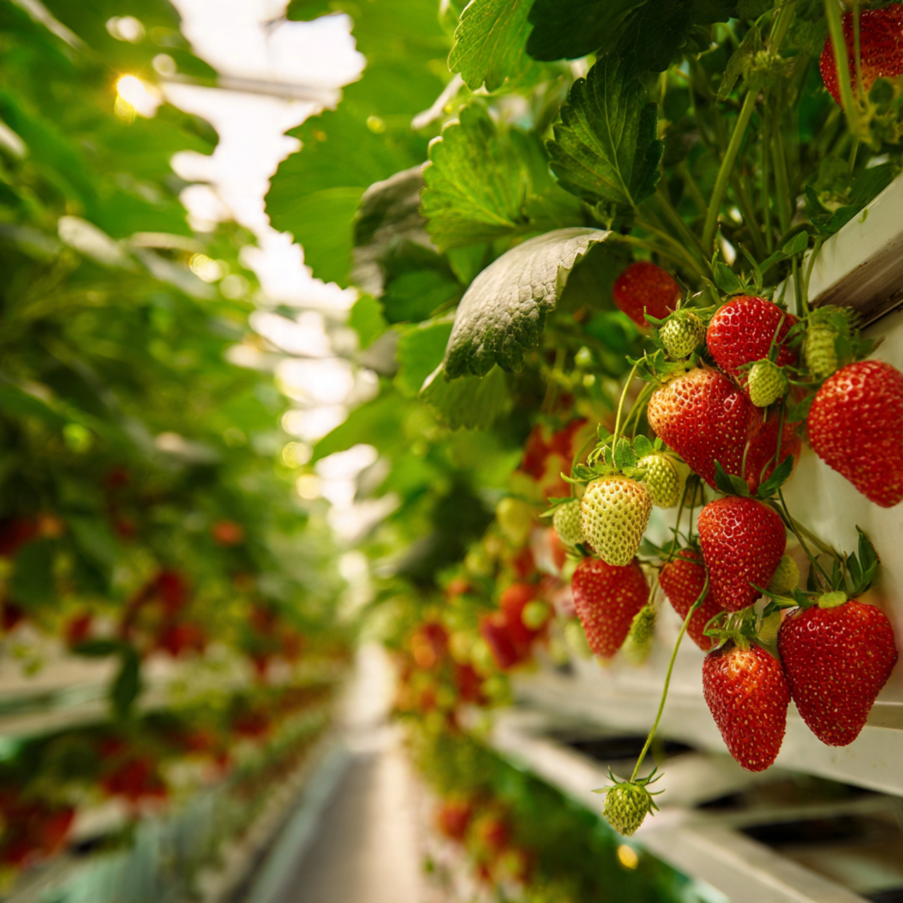 Hydroponic Gardening Made Easy: 25 Proven Ideas for Thriving Plants 11 hydroponic strawberries growing in vertical towers ripe