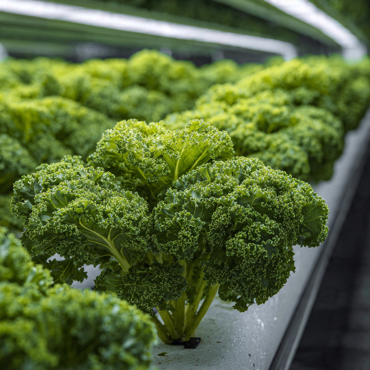 Hydroponic Gardening Made Easy: 25 Proven Ideas for Thriving Plants 17 lush hydroponic kale plants in nft system