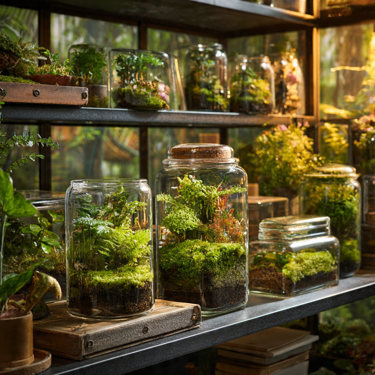 25 Stunning Balcony Garden Ideas to Transform Your Outdoor Space 13 miniature terrariums placed on a balcony table