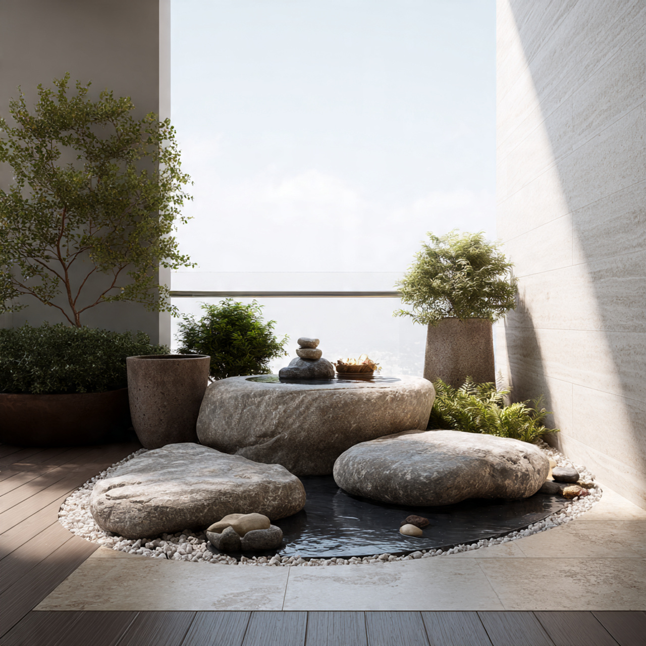 25 Stunning Balcony Garden Ideas to Transform Your Outdoor Space 19 minimalist balcony garden with rocks pebbles small