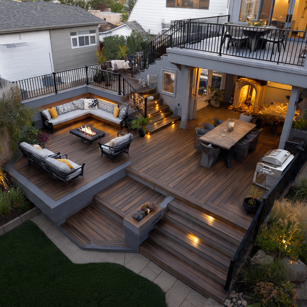 Create a Backyard Oasis: 24 Ultimate Guide to a Relaxing Outdoor Retreat 20 multi level wooden deck with lounge seating and 1