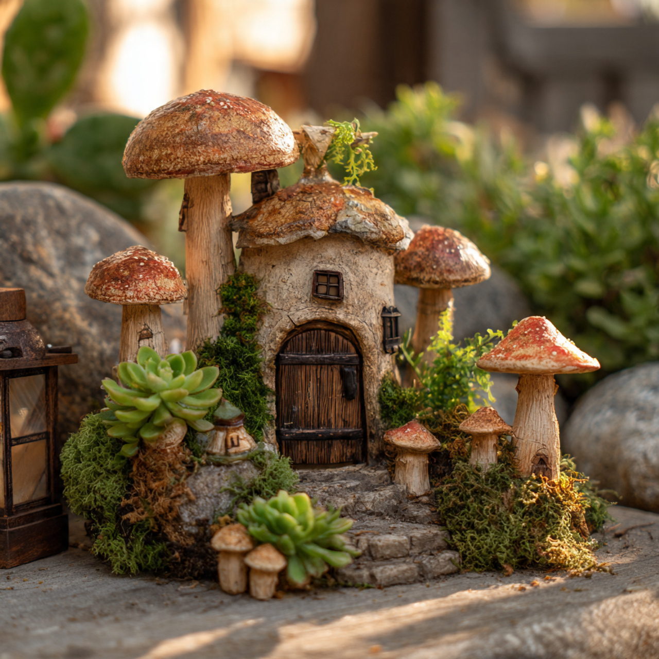 25 Magical Fairy Garden Ideas to Transform Your Home & Garden 7 mushroom themed fairy garden with unique style realistic