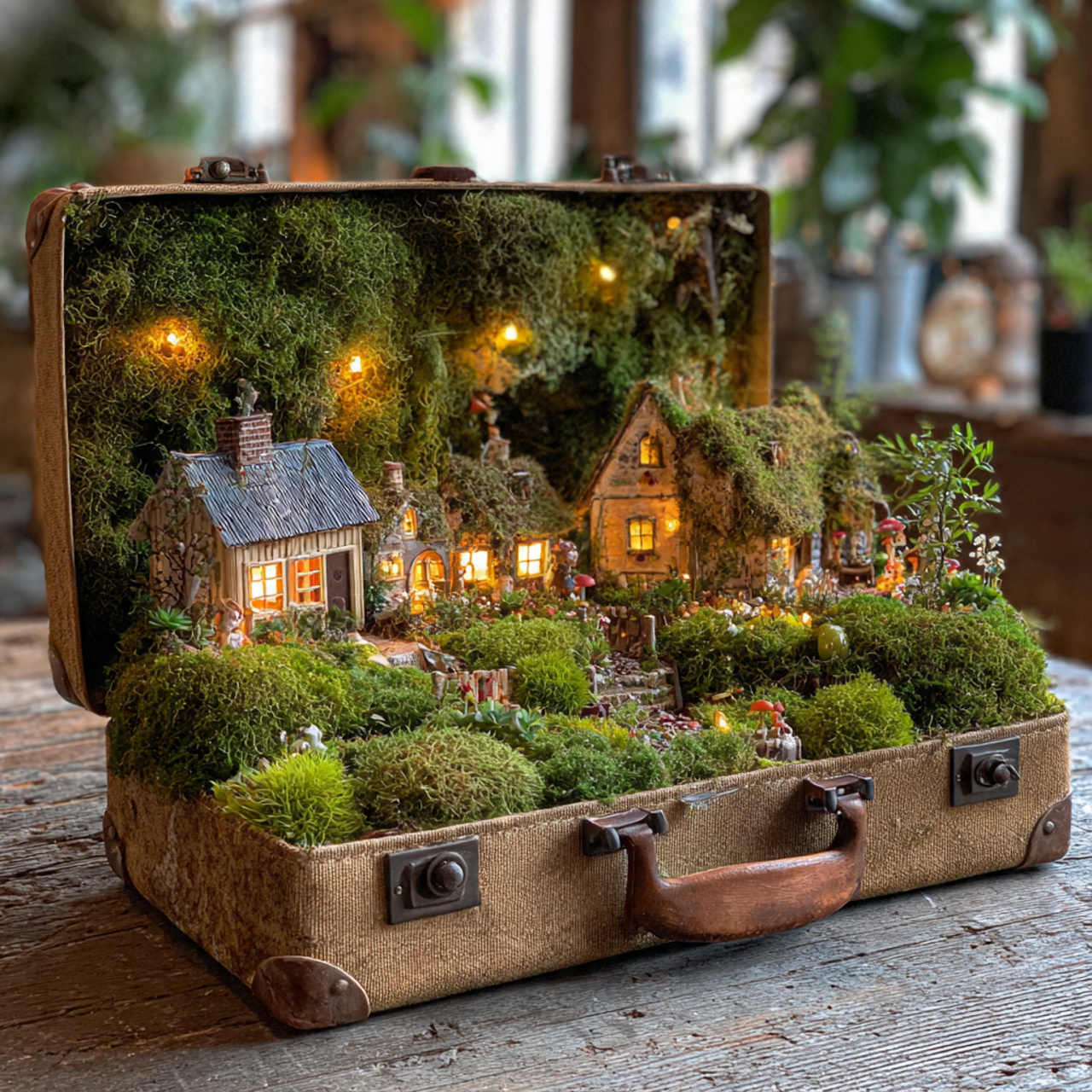 25 Magical Fairy Garden Ideas to Transform Your Home & Garden 19 open vintage suitcase transformed into a portable