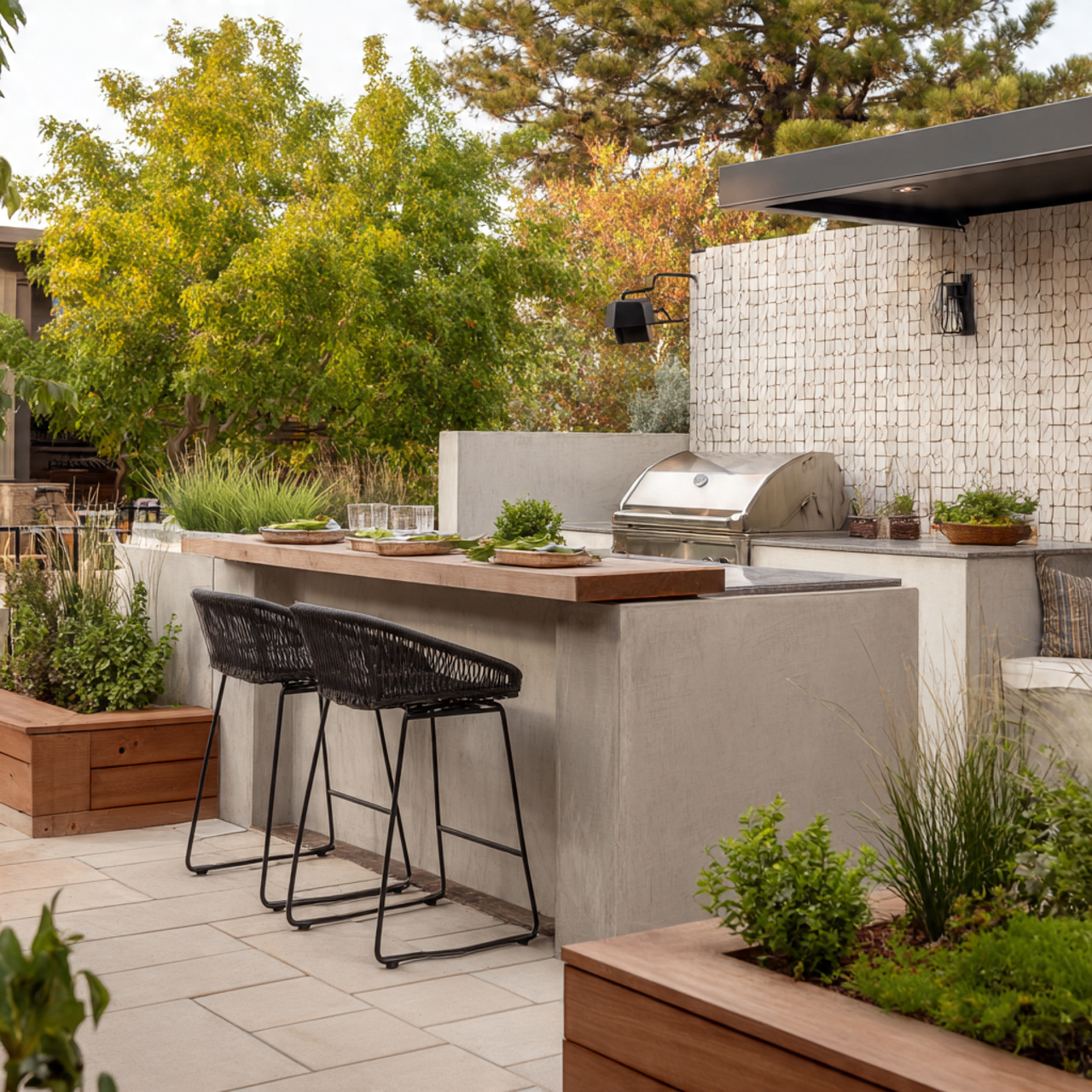 Create a Backyard Oasis: 24 Ultimate Guide to a Relaxing Outdoor Retreat 14 outdoor kitchen with grill counter bar stools