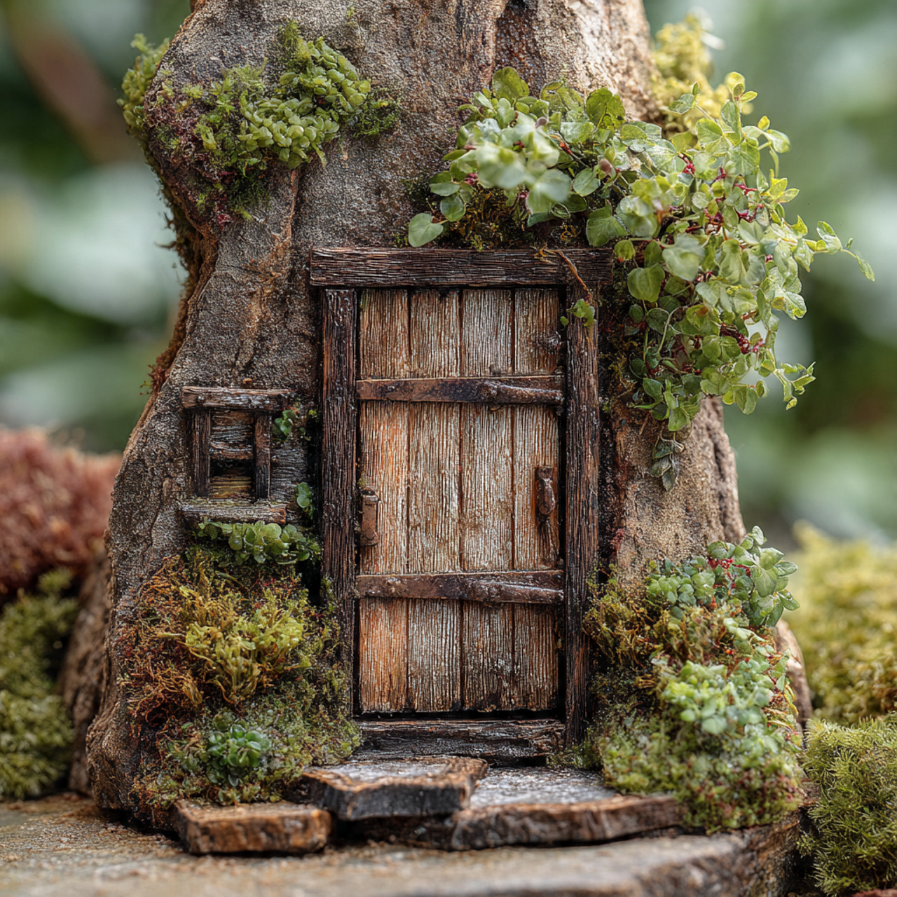 25 Magical Fairy Garden Ideas to Transform Your Home & Garden 17 rustic wooden door on a tree trunk