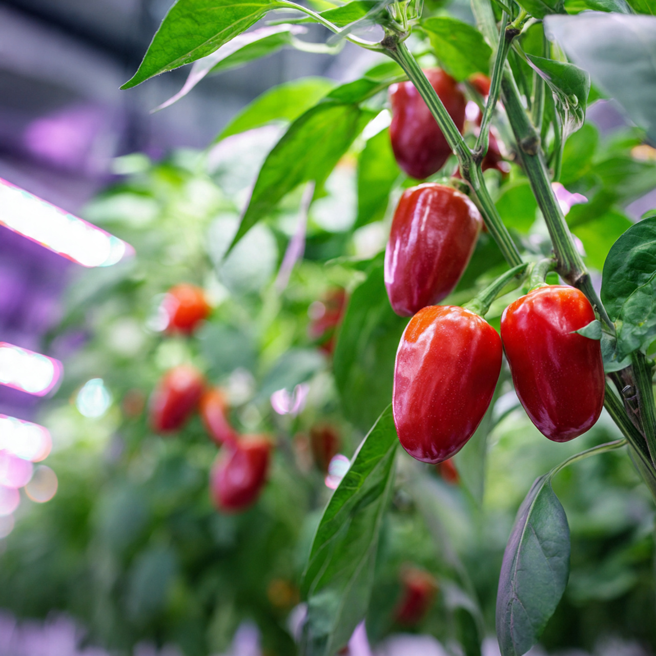 Hydroponic Gardening Made Easy: 25 Proven Ideas for Thriving Plants 16 vibrant red and green peppers growing hydroponically