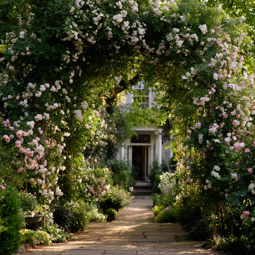 25 Home Garden Ideas to Transform Your Space into a Lush Retreat 20 a beautiful flower covered archway made with climbing
