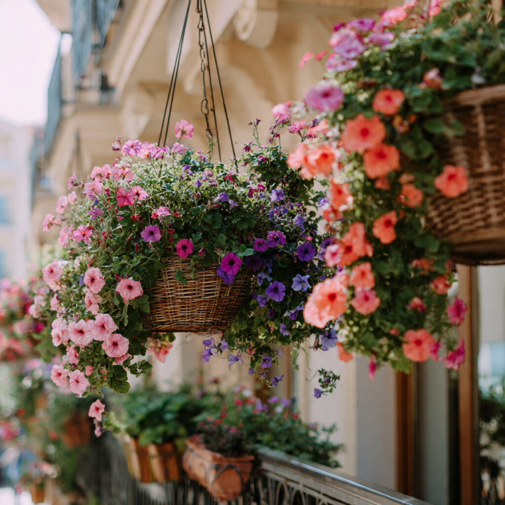 25 Home Garden Ideas to Transform Your Space into a Lush Retreat 8 a charming hanging basket display with cascading