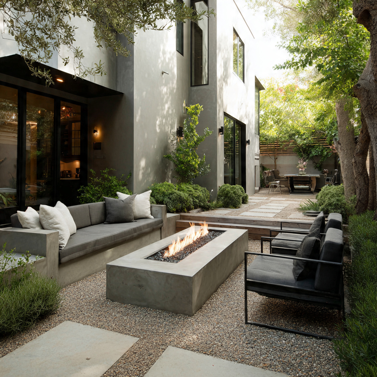 a clean contemporary backyard with a minimalist 1