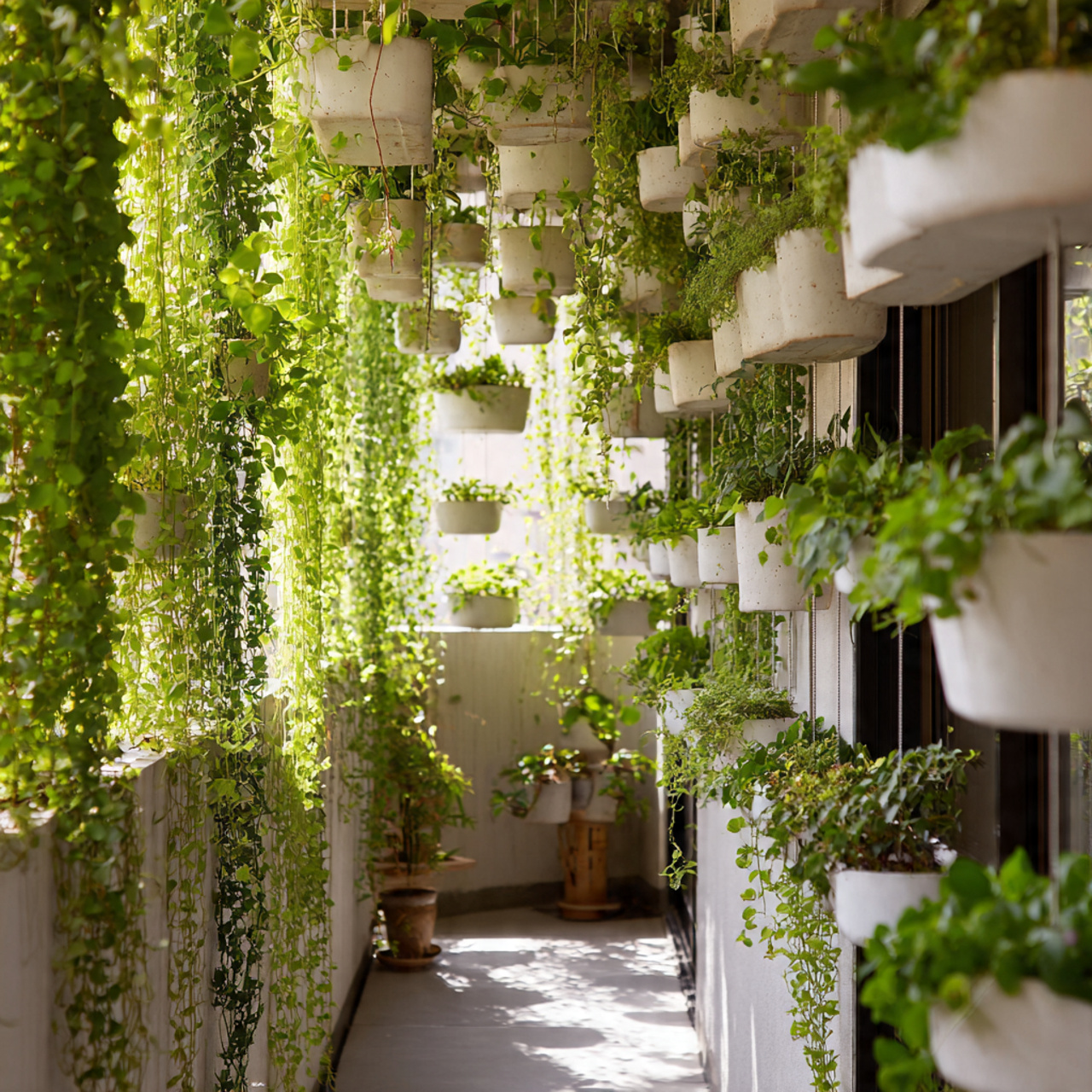 Hanging Basket Rows to Add Space Efficiency