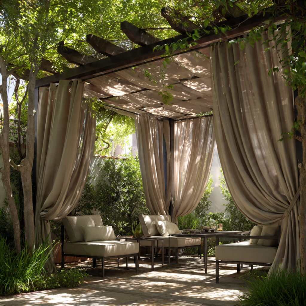 Pergolas with Fabric Curtains