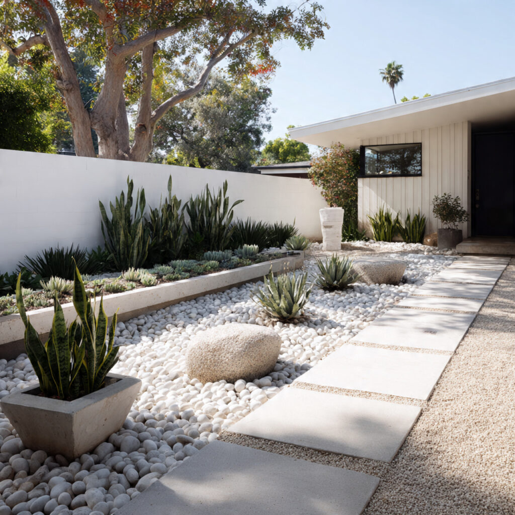 25 Home Garden Ideas to Transform Your Space into a Lush Retreat 6 a minimalist modern garden with smooth stones
