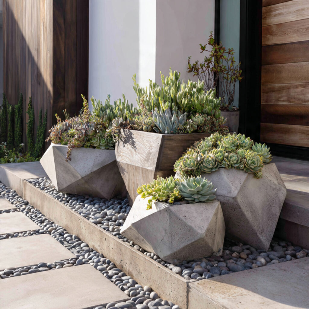 25 Home Garden Ideas to Transform Your Space into a Lush Retreat 22 a modern succulent garden with geometric planters