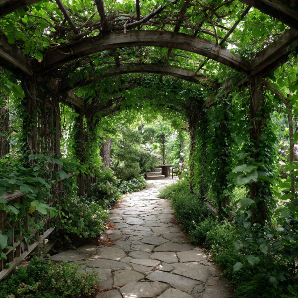 Pergolas Over Garden Pathways