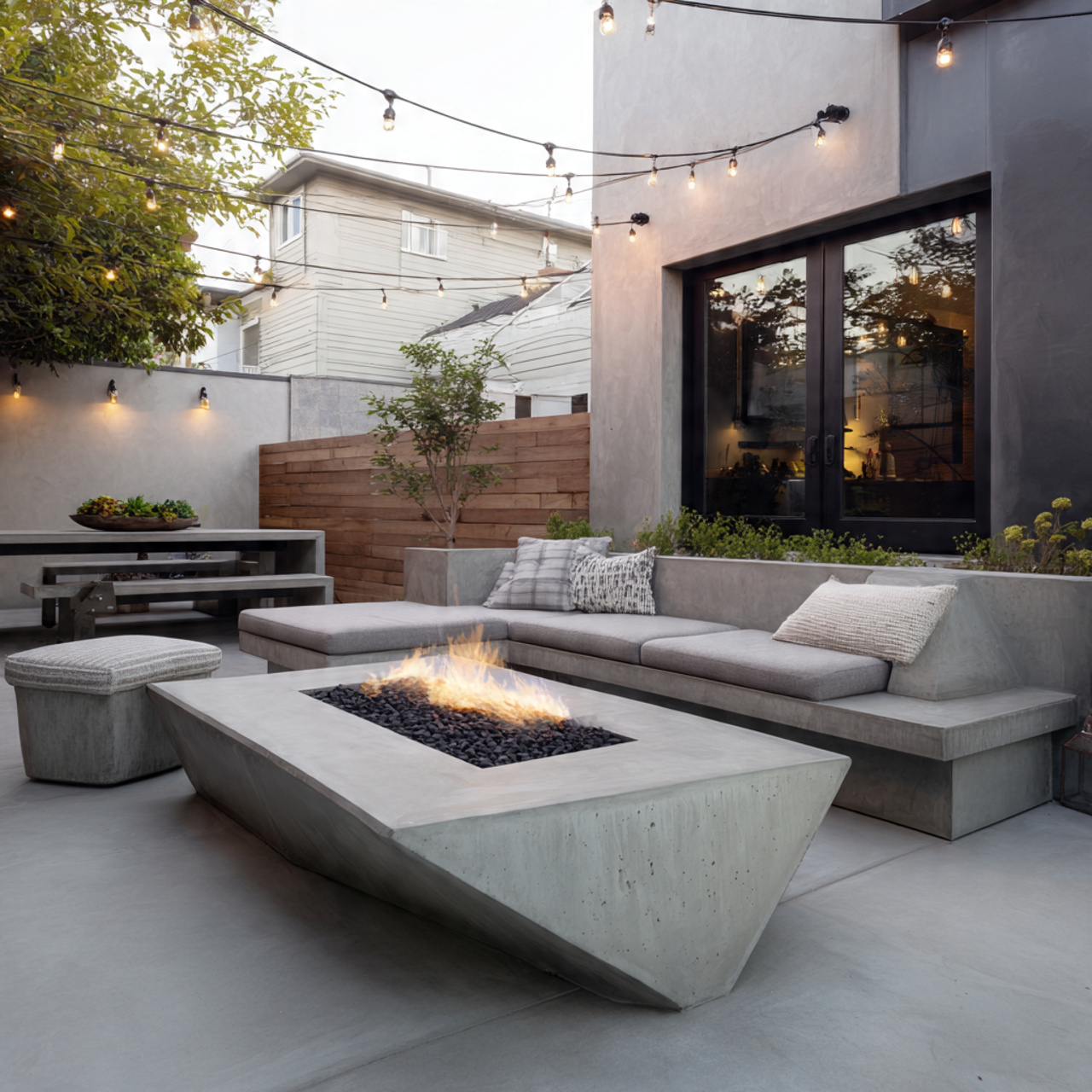 Modern Concrete Fire Pit