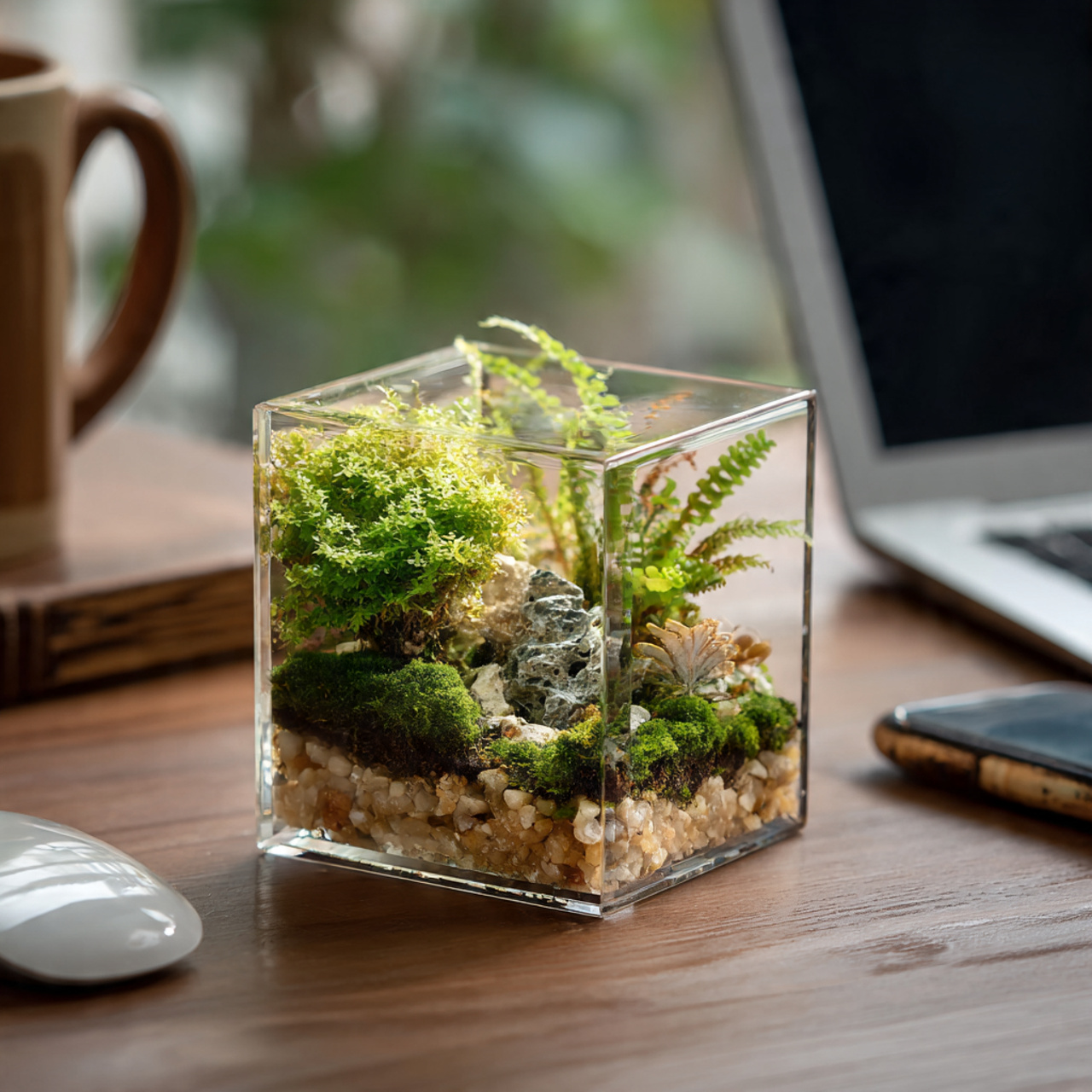a small closed or semi closed terrarium on