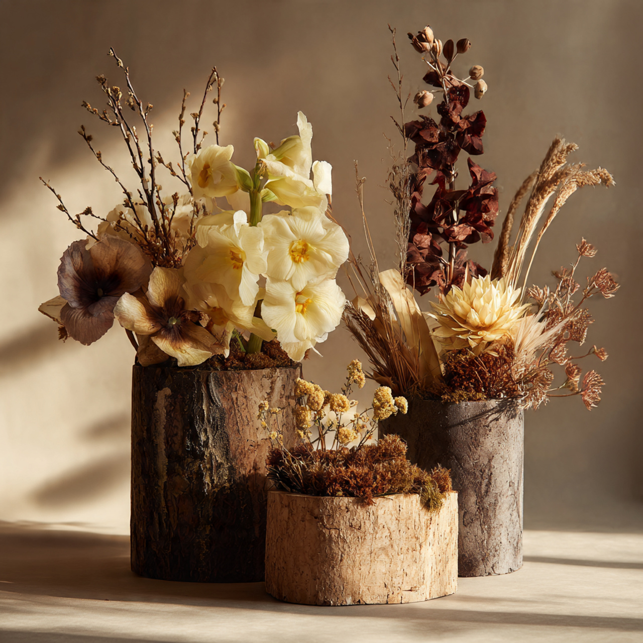 eco friendly floral arrangement with seasonal flowers in