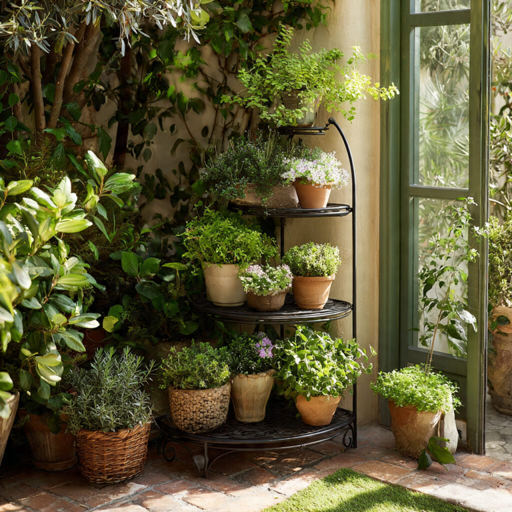 Add Height Variation through Tiered Plant Stands