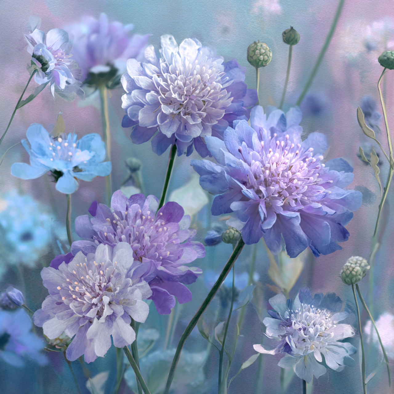 peaceful september birth flowers in soft blue
