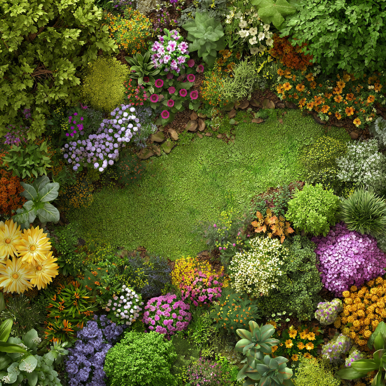 seasonal garden layout showing birth flowers blooming