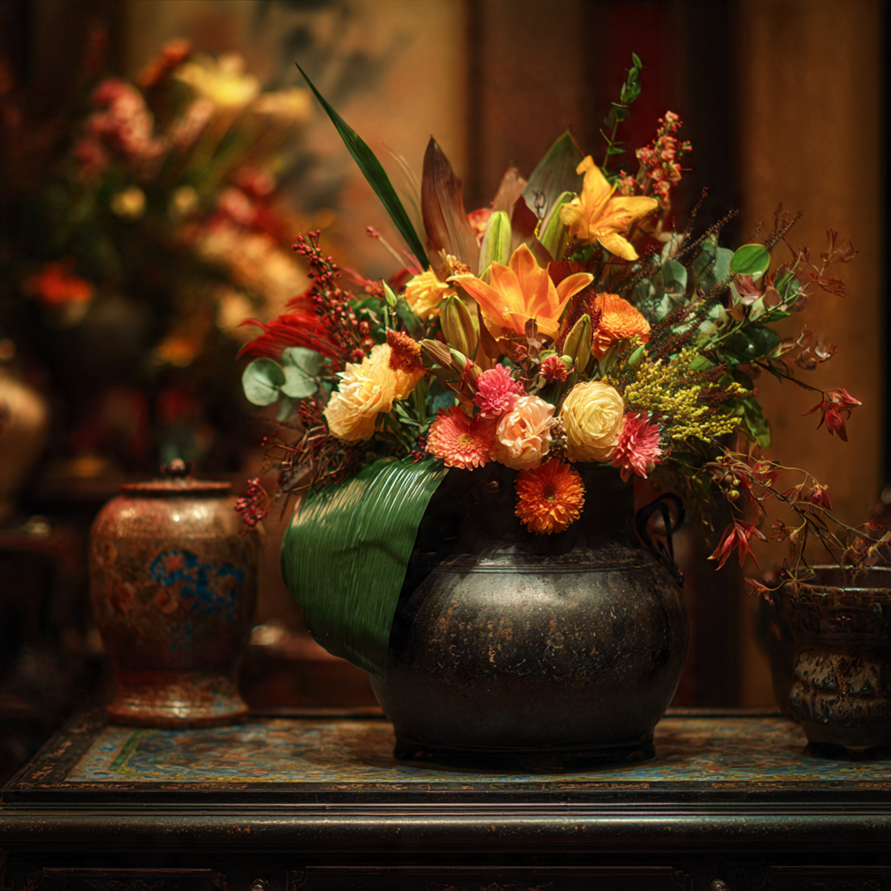 traditional floral arrangement using birth flowers in