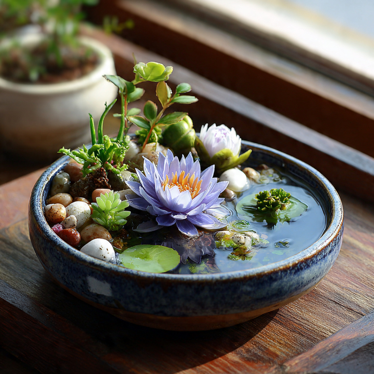 a charming miniature water garden in a 2