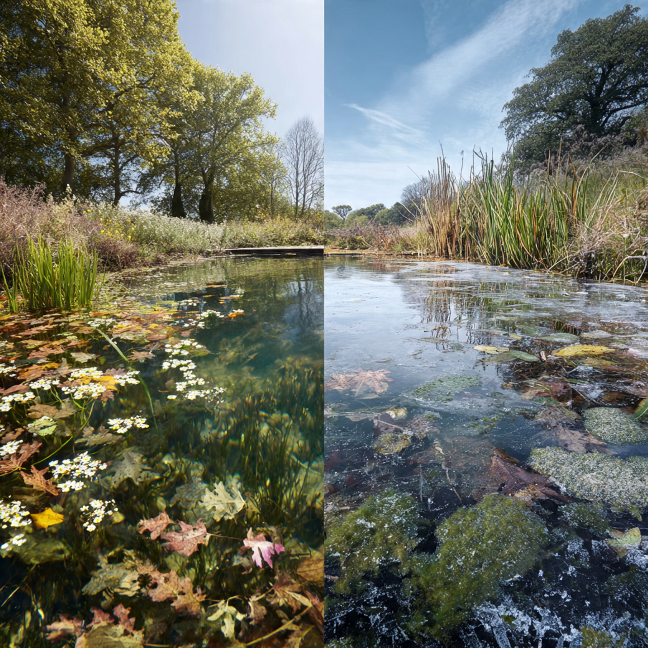 a split season composite image showing the same