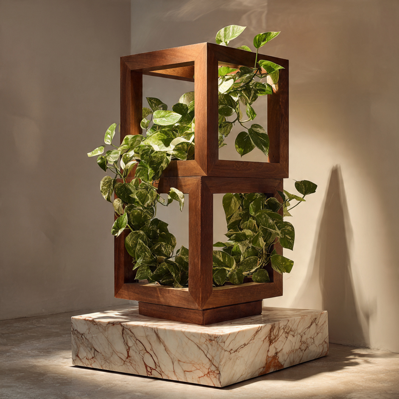 Geometric Frame Art: Plants Meet Sculpture