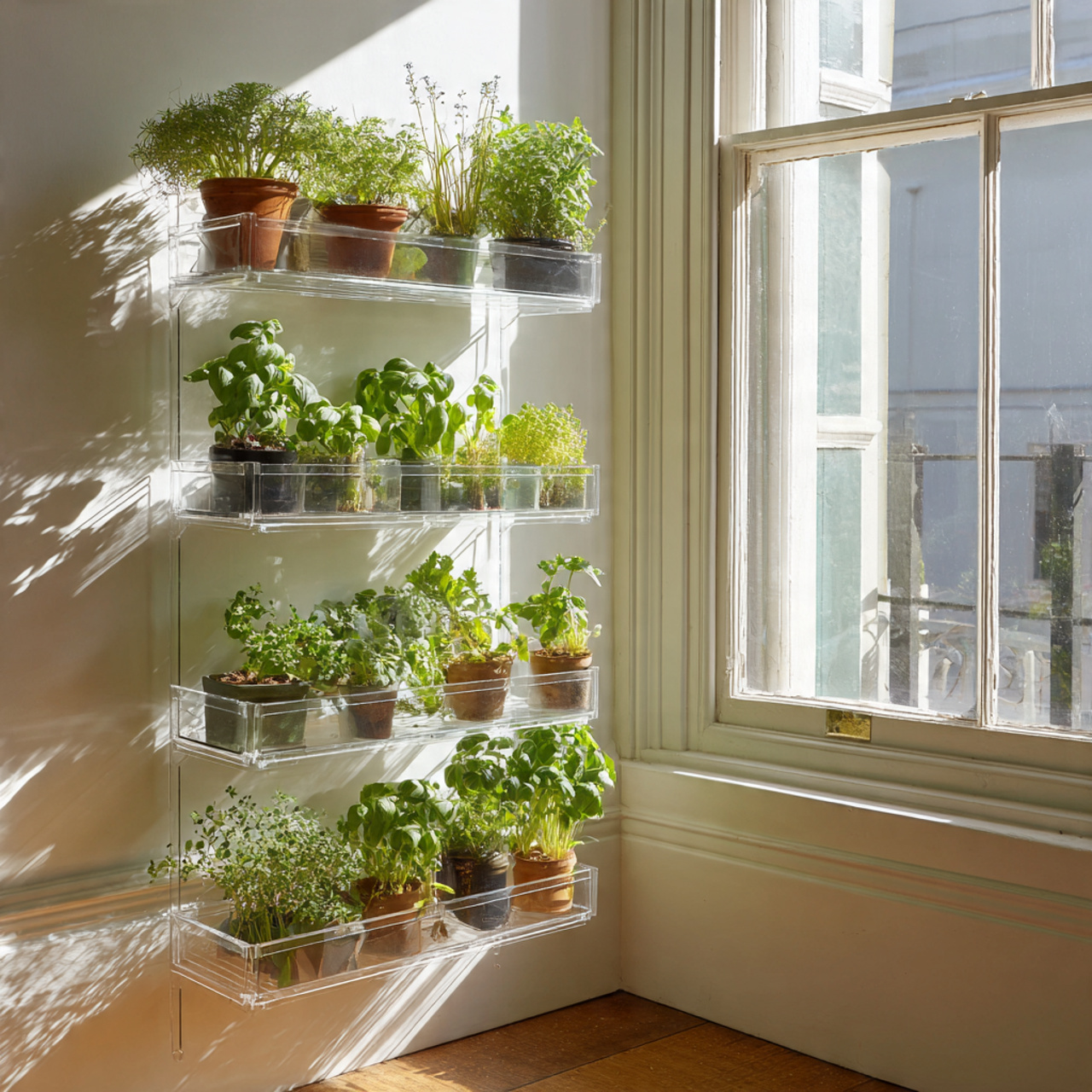 Window-Mounted Indoor Greenhouse Shelving