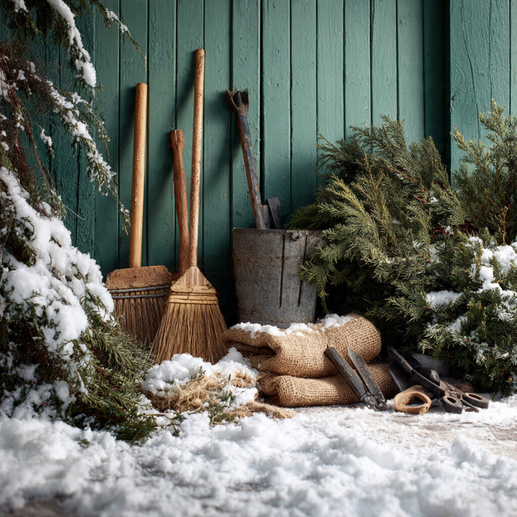 Winter Garden: 18 Ideas to Transform Your Cold-Season Space 14 tools in winter coat gently brushing heavy